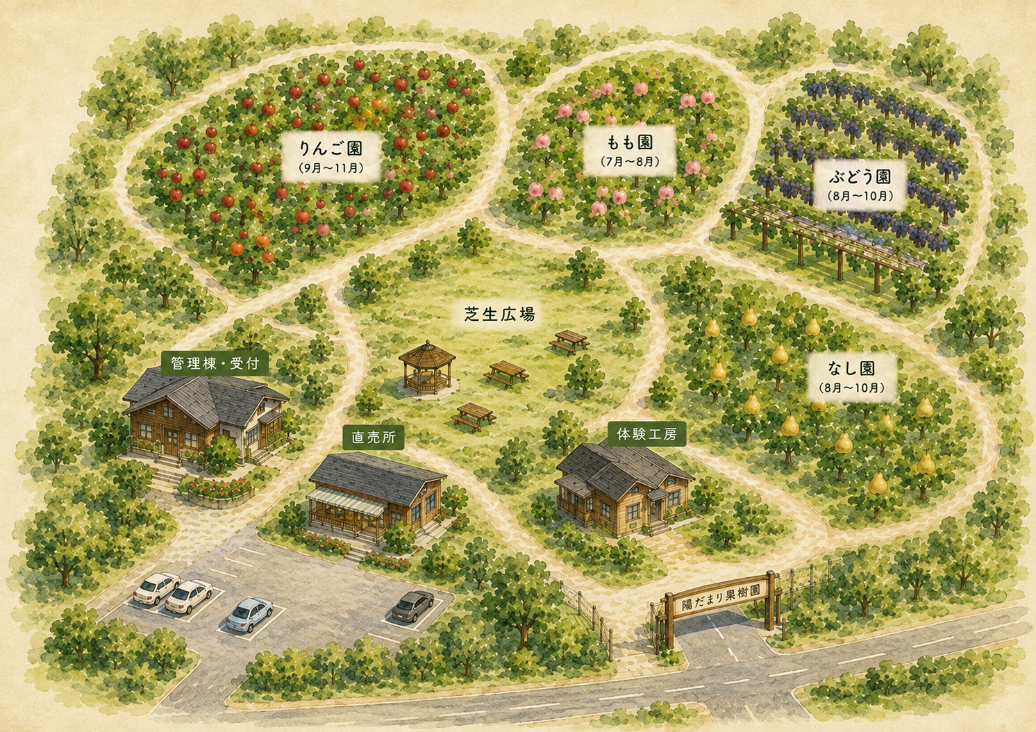 陽だまり果樹園 園内マップ